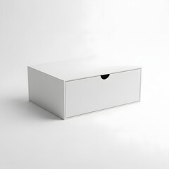 Naklejka premium Minimalist White Desk Drawer Organizer Box Isolated on Plain White Background for Home Office Storage and Branding Mockup