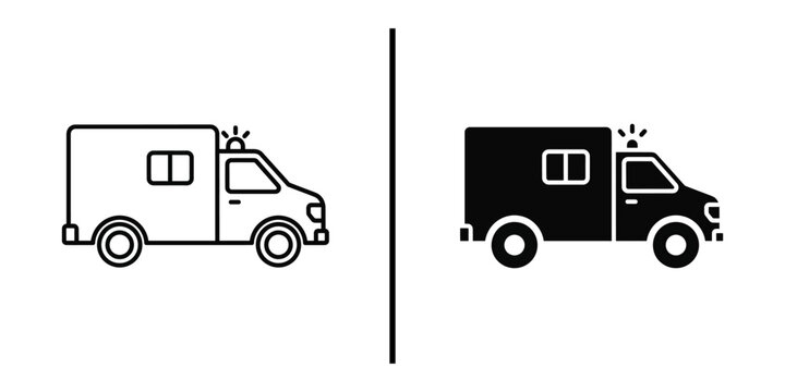 Medical syringe for injection or vaccination line and silhouette icon.