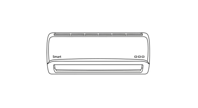 Minimalist Line Art Illustration of a Smart Air Conditioner Unit