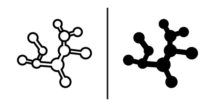 Molecular structure atom bond connection line and silhouette icon.