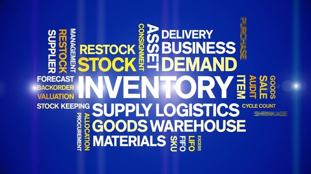 inventory animated word cloud-text design animation tag kinetic typography seamless loop.