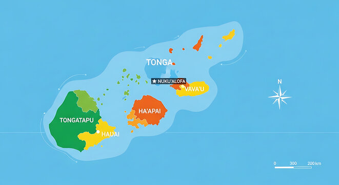 Map of Tonga Islands Geography.