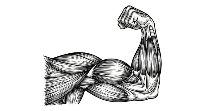 Anatomical Human Arm Muscle Illustration Engraving Style