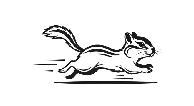 Fast Running Chipmunk Silhouette Vector Illustration