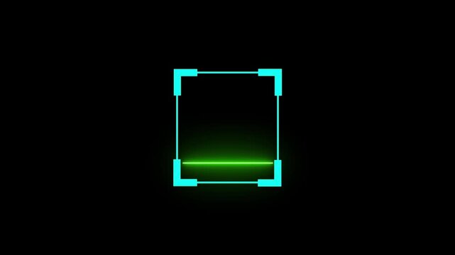 Glowing Scan icon showing scanner process. QR code being a scanning concept.
