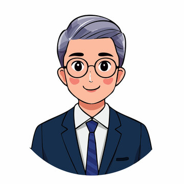 Smiling Businessman Wearing Glasses Suit.
