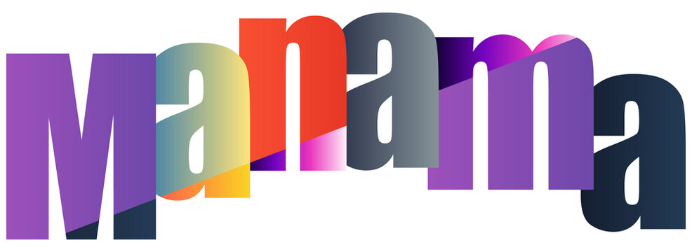 Colorful Gradient Text Featuring Word Manama With Transparent Background