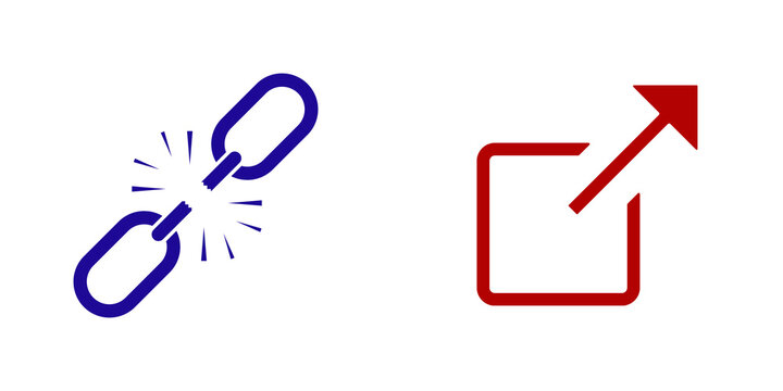 Broken Link and External Link Icons isolated on transparent background