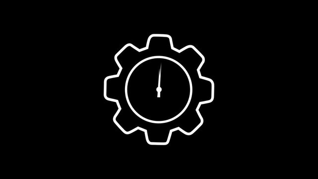 Normal clock. Glowing wheel with clock arrow rotating animation.