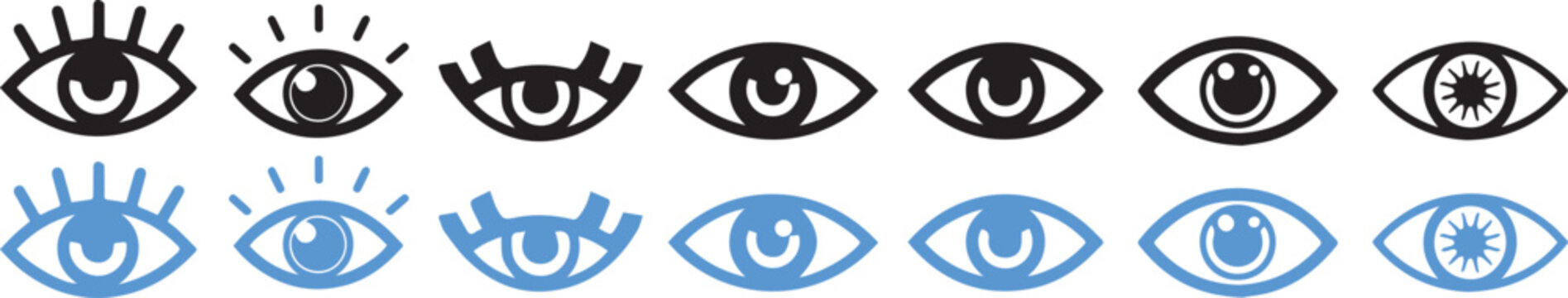Eye icon set. Eyesight symbol. Retina scan eye icons. Simple eyes collection. Eye silhouette - stock vector.