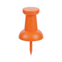 Fototapeta premium Orange push pin standing upright isolated on transparent background