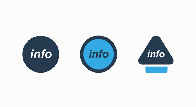 Information sign icons set with circular and triangular shapes for help and support user interface dark blue light blue white background frequently asked questions information question