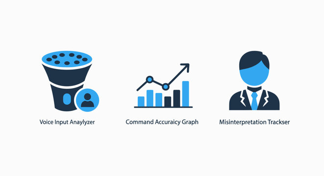 Three business analytics icons depicting customer analysis conversion rate graph user segmentation for marketing sales business intelligence with e commerce customer analysis conversion analytics