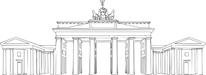 Continuous Line Brandenburg Gate Berlin Minimalist Hand Drawn Vector Line Art © Jumiyati