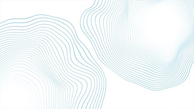 Blue white curved wavy lines abstract minimal background. Futuristic circular motion design. Video animation Ultra HD 4K 3840x2160