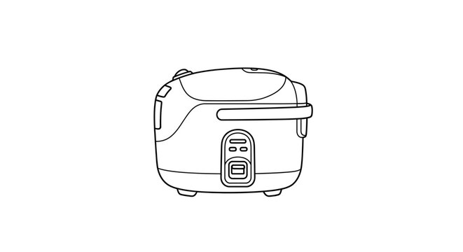 Simple Line Drawing of a Modern Electric Rice Cooker
