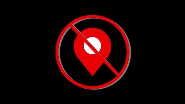 No location access animation, prohibited gps pin symbol for privacy and digital security access denied