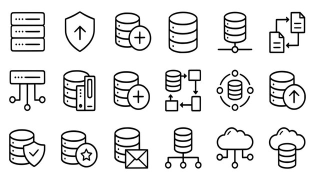 Minimal database server icon with stacked cylinder shape and simple details. Clean flat SVG design ideal for data storage, backend systems, and technology applications.