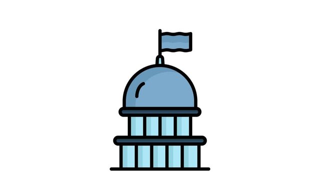 Capitol building icon animation. animation icon related to government. Suitable for site web, app, UI, user interfaces, provide visual feedback and more. Alpha channel. Transparent background