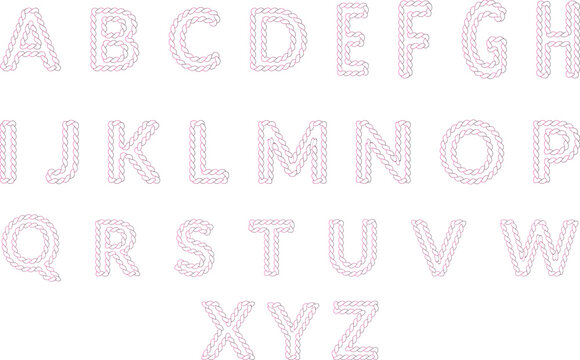 Rope alphabet letters, pink and black braid