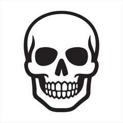 Obraz premium Human Skull Icon, Danger Warning Symbol, Halloween Death Sign, Black Silhouette Vector