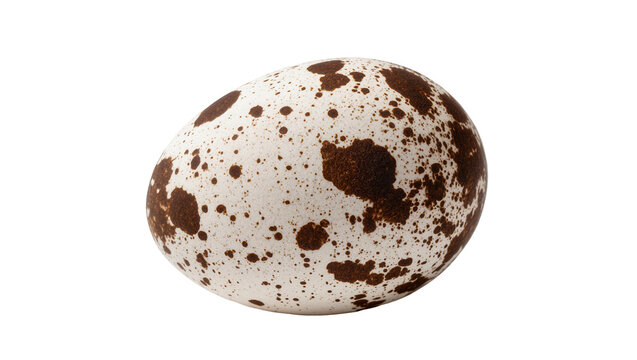 Speckled brown and white quail egg, isolated on transparent background