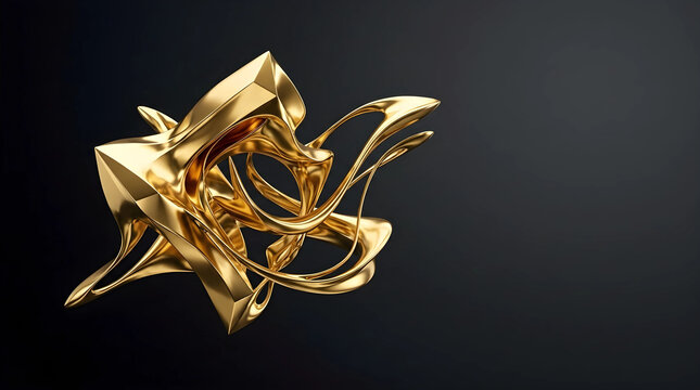 Liquid Wealth: Captivating Fluid Gold Sculpture in 3D, Luxury Concept Art 🔱⚜️