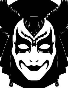 Black and white jester face mask.