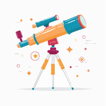 Colorful Illustration of a Telescope on a Tripod