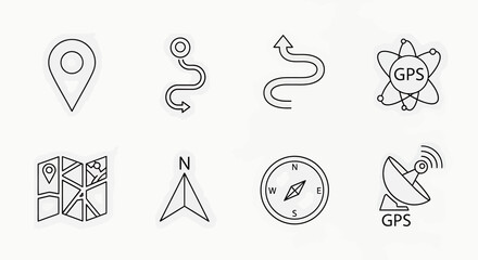 Fototapeta premium Navigation icons for travel and direction.