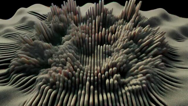 ノイズに侵食され崩れる砂の流体抽象