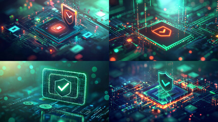 Fototapeta premium Cyber security concept, digital shield, network protection