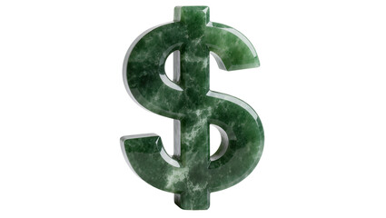 Polished green jade dollar sign symbol, isolated on transparent background © Finn