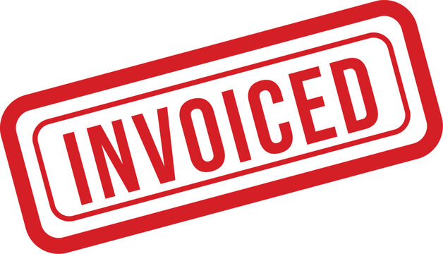 A bold red rectangular stamp clearly presents the word INVOICED centered on a crisp white background