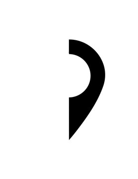 Black curved parenthesis symbol icon.