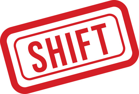 A prominent red rectangular stamp graphic emphatically displays the transformative word SHIFT against a pristine white backdrop