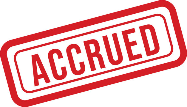 A red rubber stamp with the word ACCRUED clearly printed against a simple white backdrop