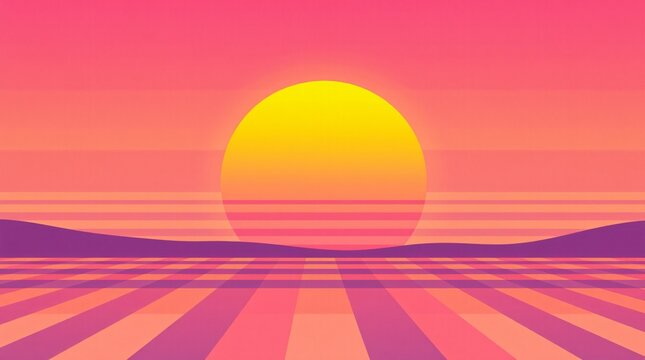 Nostalgic Retro Sunset Stripe Design with Classic 80s Warm Gradient Color Aesthetic