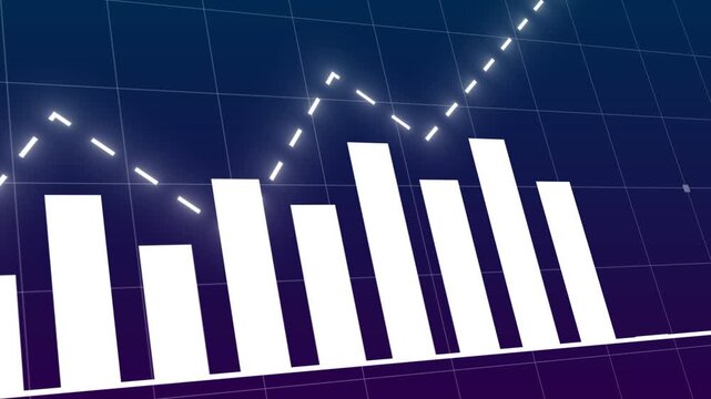 Stock market graph, Rising bar graph, Financial graph analysis. Full HD. 4K