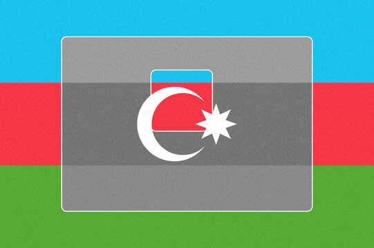 Azerbaijan National Flag with Emblem Symbolizing Independent Nationhood and Turkish Heritage on a Textured Background
