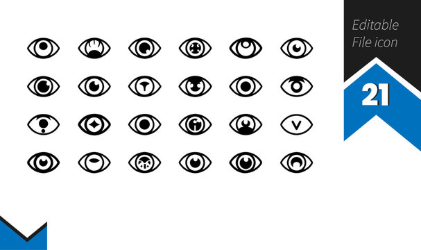 Eye icon set. symbol for eyesight. Icons for retinal scanning. Easy eyes collection. Eye silhouette - stock vector.
