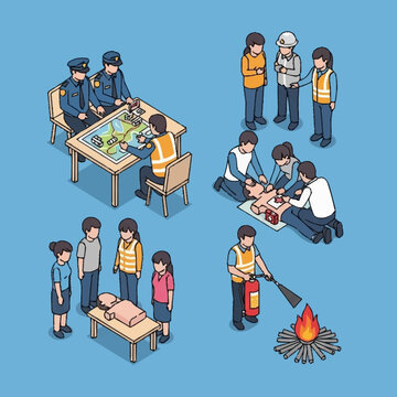 Emergency response team in various rescue situations.