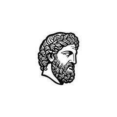 Ancient Greek God or Philosopher Head Profile Line Art Vector © malik