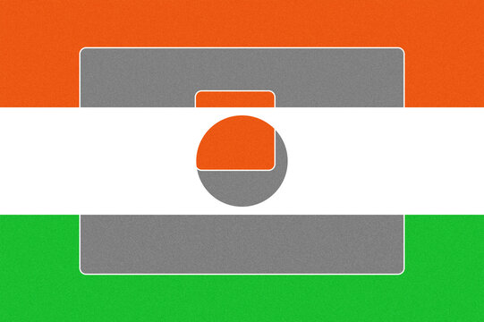Abstract Geometric Design Inspired by the Flag of Niger with Textured Orange, White, and Green Stripes