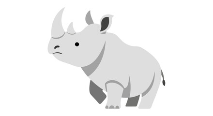 Obraz premium Cute cartoon rhinoceros illustration, simple gray animal graphic design