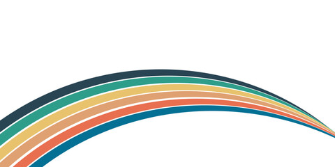 Fototapeta premium Abstract background of rainbow groovy Wavy Line design in 1970s Hippie Retro style.