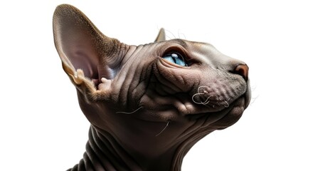 Obraz premium Sphynx Cat With Striking Blue Eyes Isolated on White