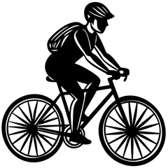 Fototapeta premium Man riding bicycle on road
