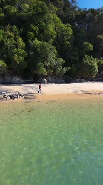 Vertical Aerial of Turquoise Beach Abel Tasman Coast