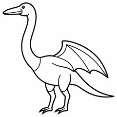 Fototapeta premium Line drawing of a prehistoric pterosaur flying